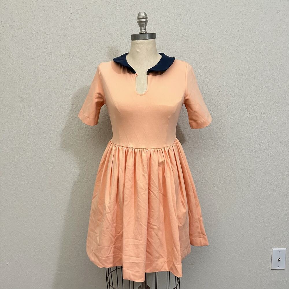 ZARA Mini Dress Peach Short Sleeve Stretch Fit & Flare Babydoll NWT